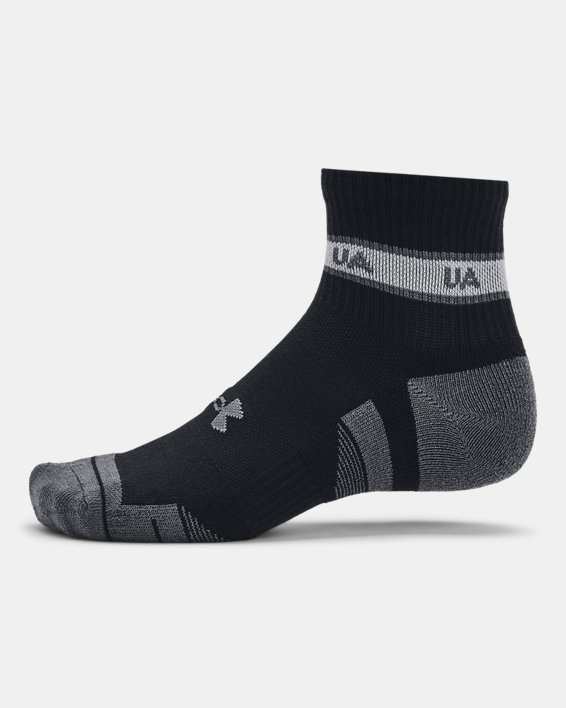 Unisex UA Performance Tech 3-Pack Quarter Socks, Black, pdpMainDesktop image number 3